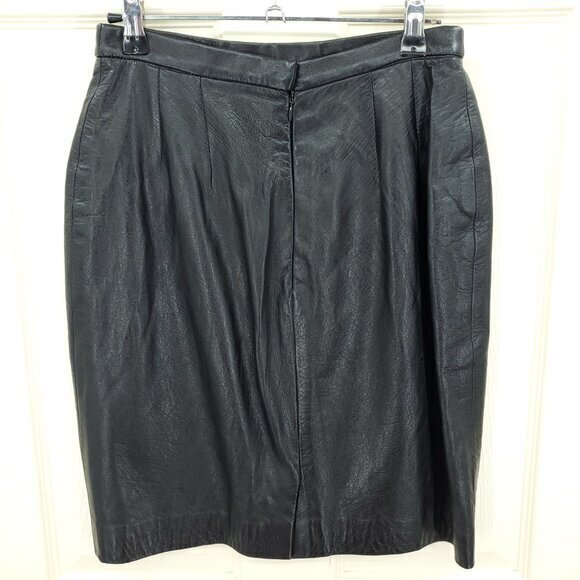 KORS Michael Kors 100% Leather Mini Pencil Skirt M Black - Picture 2 of 16